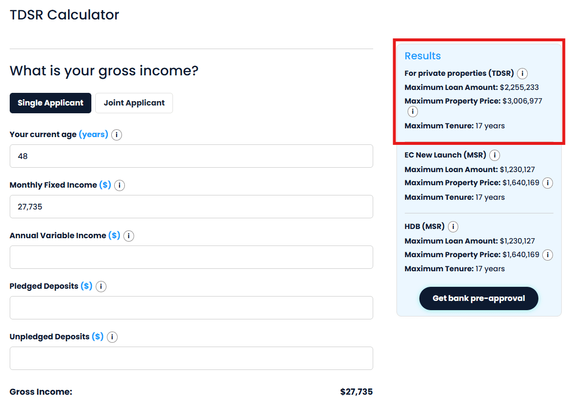 TDSR Max Loan Amount 3,270,515