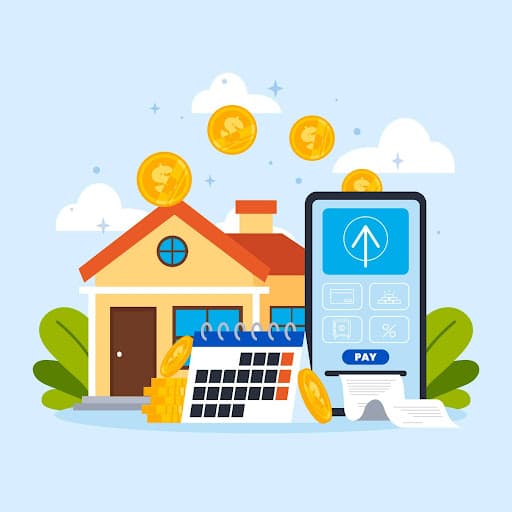 house, calendar and phone showing, home loan payments