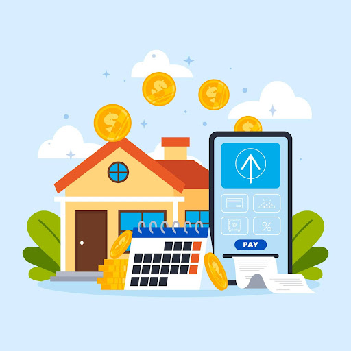 house, calendar and phone showing, home loan payments